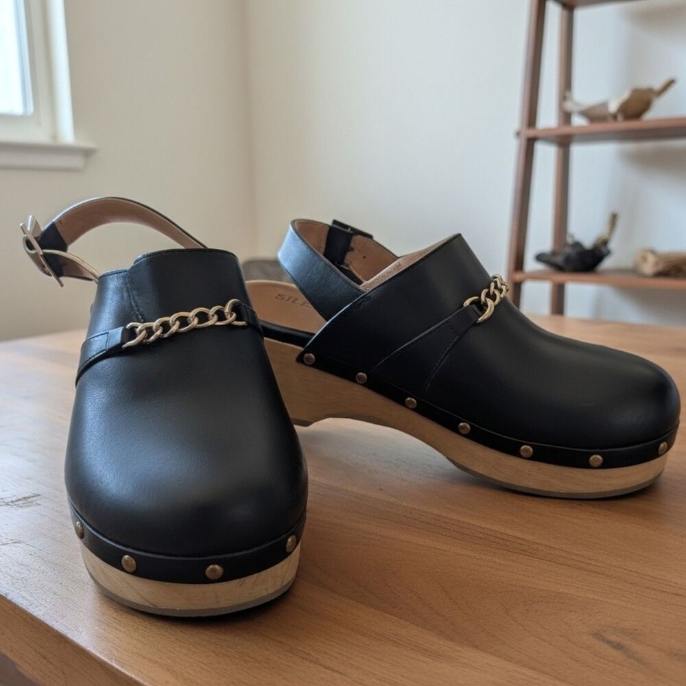 Silent D x Anthropologie Georgia Slingback Clogs Sz 38 us 7.5-8 Black